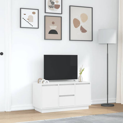 TV-Møbel Hvit TV-benk med LED-lys 100x41x50 cm
