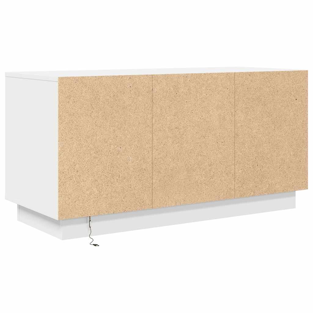 TV-Møbel Hvit TV-benk med LED-lys 100x41x50 cm