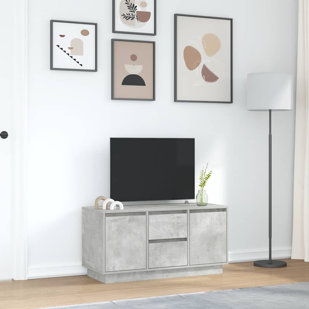 TV-Møbel Betonggrå TV-benk med LED-lys 100x41x50 cm
