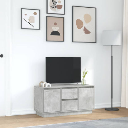 TV-Møbel Betonggrå TV-benk med LED-lys 100x41x50 cm