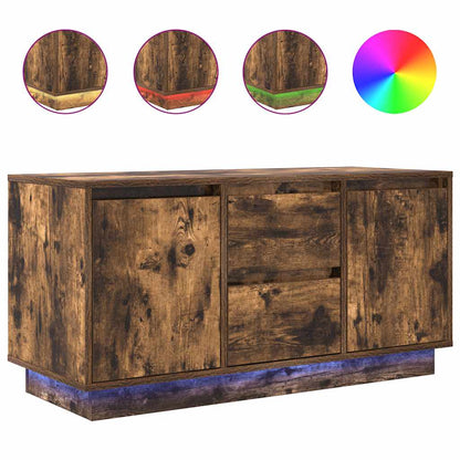 TV-Møbel Røkt EikTV-benk med LED-lys 100x41x50 cm