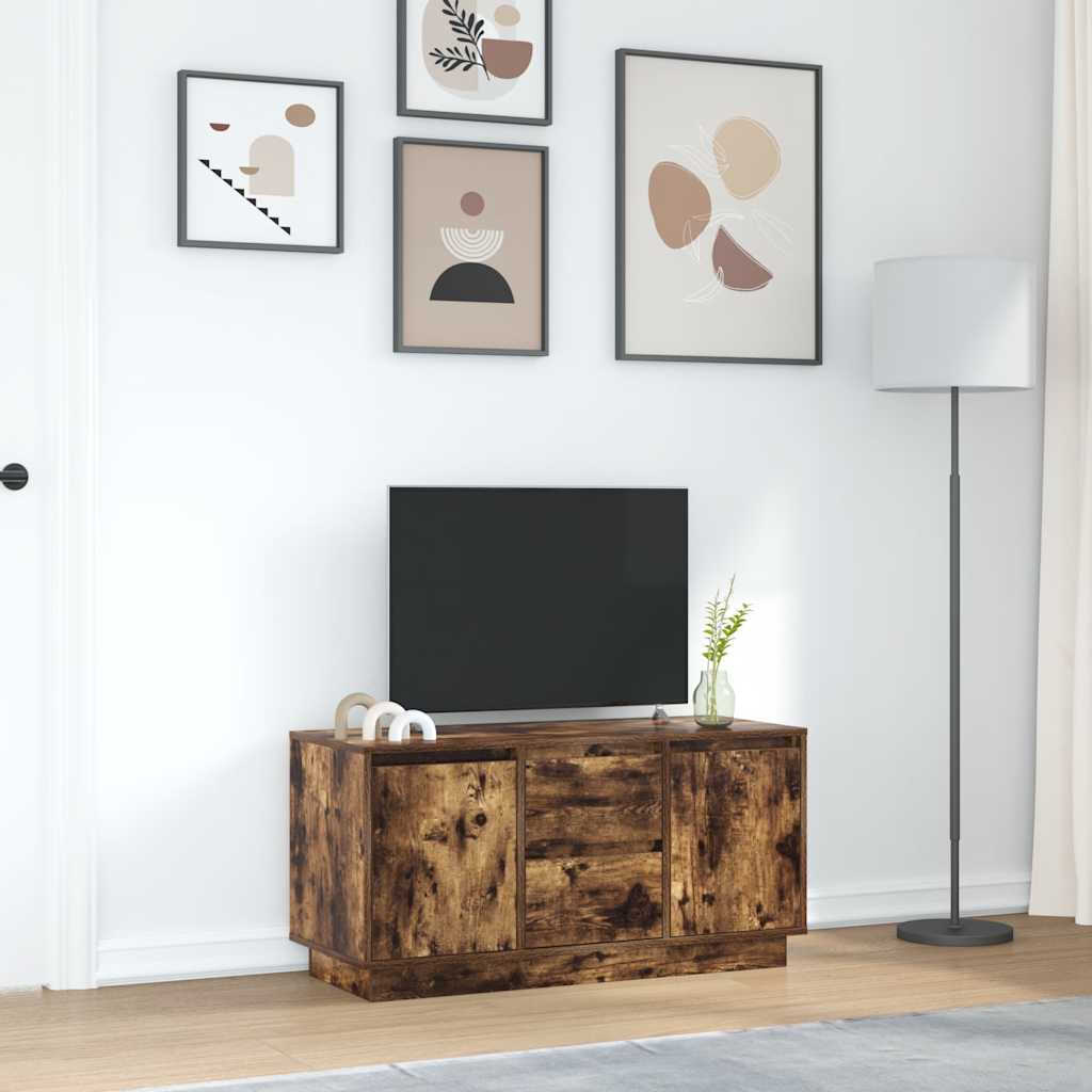 TV-Møbel Røkt EikTV-benk med LED-lys 100x41x50 cm