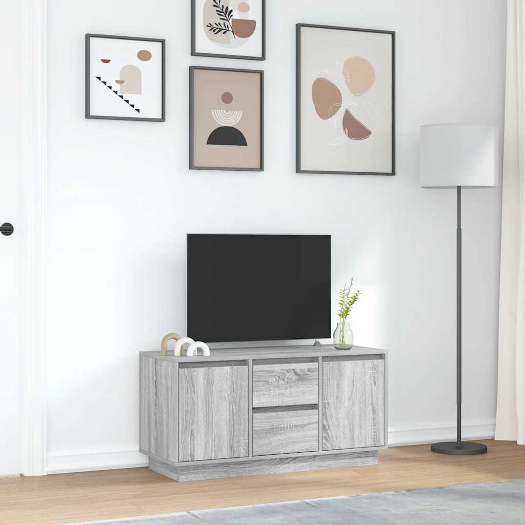 TV-Møbel Sonoma Grå TV-benk med LED-lys 100x41x50 cm
