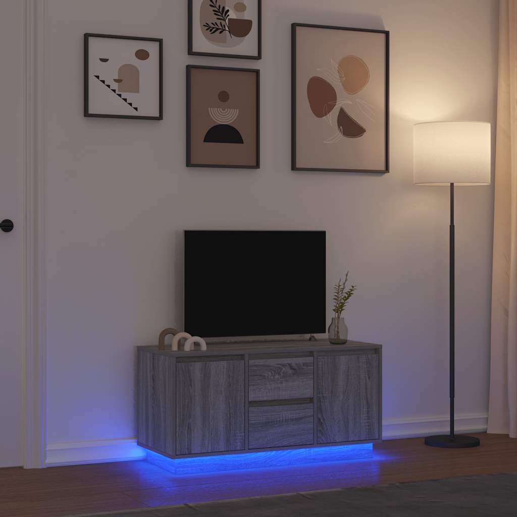 TV-Møbel Sonoma Grå TV-benk med LED-lys 100x41x50 cm