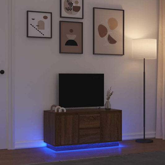 TV-Møbel Brun Eik TV-benk med LED-lys 100x41x50 cm