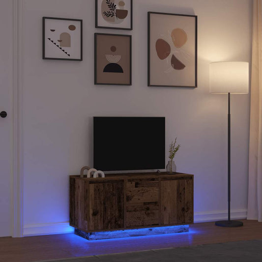 TV-Møbel Gammelt Tre Tv-benk med LED-lys 100x41x50 cm