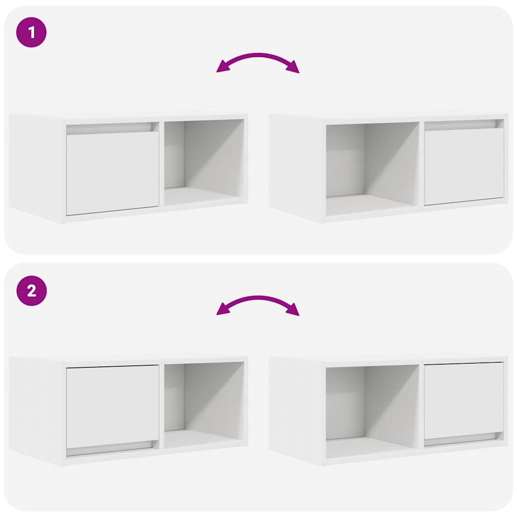 TV-Møbel Hvit Tv-benker 2 stk 60x31x25,5 cm