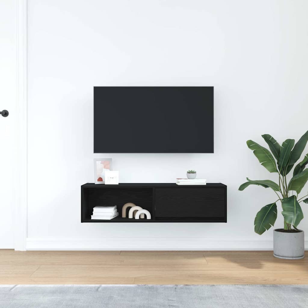 TV-Møbel Svart Eik Tv-benk 100x31x25,5 cm
