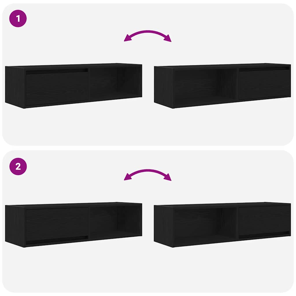 TV-Møbel Svart Eik Tv-benk 100x31x25,5 cm