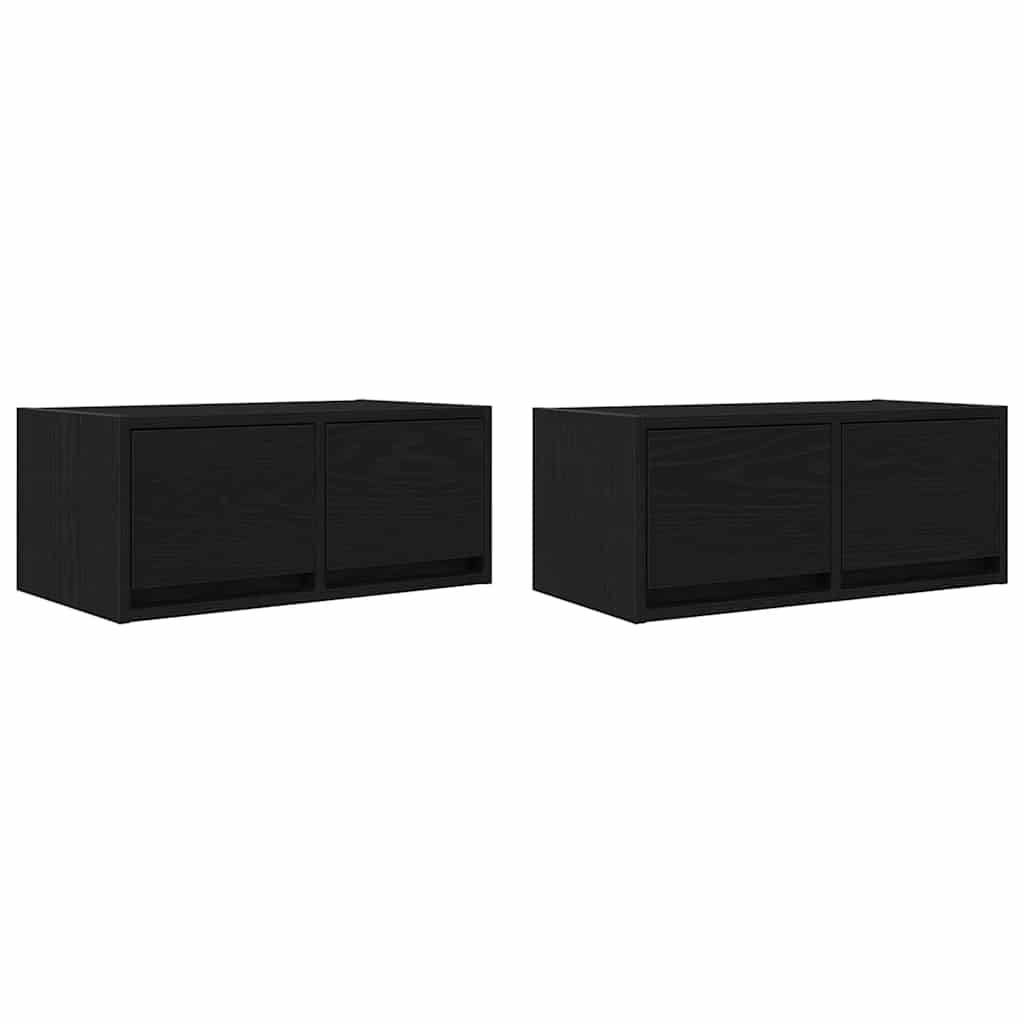 TV-Møbel Svart Eik Tv-benker 2 stk 60x31x25,5 cm