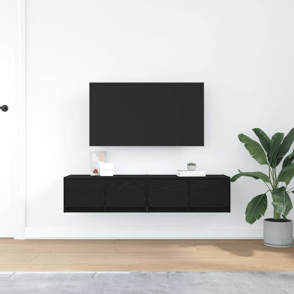 TV-Møbel Svart Eik Tv-benker 2 stk 60x31x25,5 cm