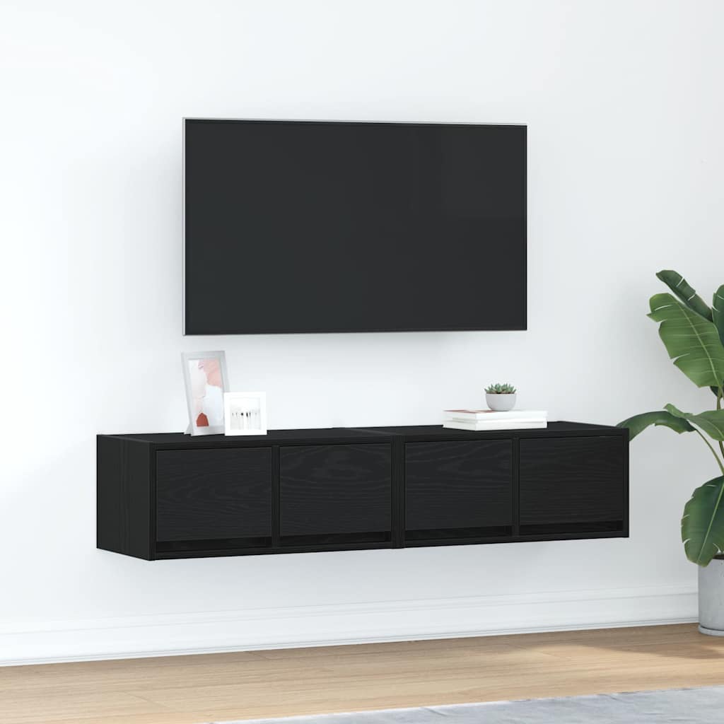 TV-Møbel Svart Eik Tv-benker 2 stk 60x31x25,5 cm
