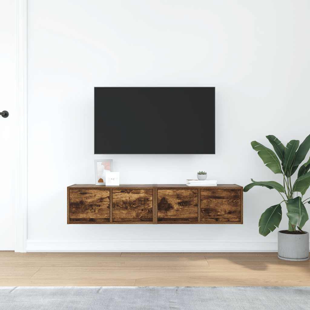 TV-benker 2 stk røkt eik 60x31x25,5 cm konstruert tre
