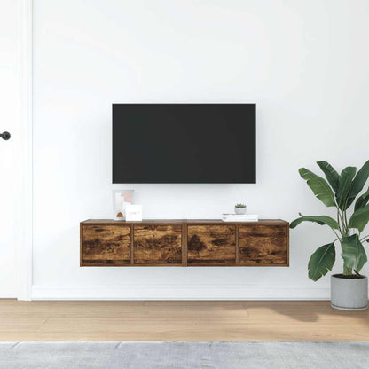 TV-benker 2 stk røkt eik 60x31x25,5 cm konstruert tre