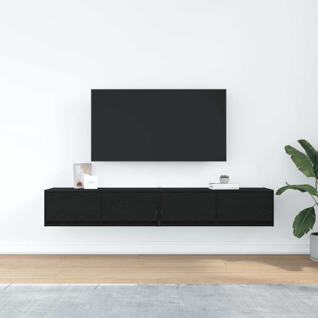 TV-benker 2 stk svart eik 80x31x25,5 cm konstruert tre
