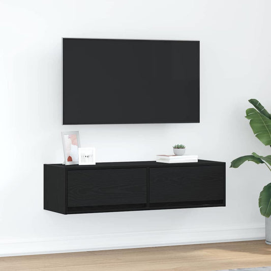 TV-Møbel Svart Eik TV-skap med skuff 100 x 31 x 25.5 cm