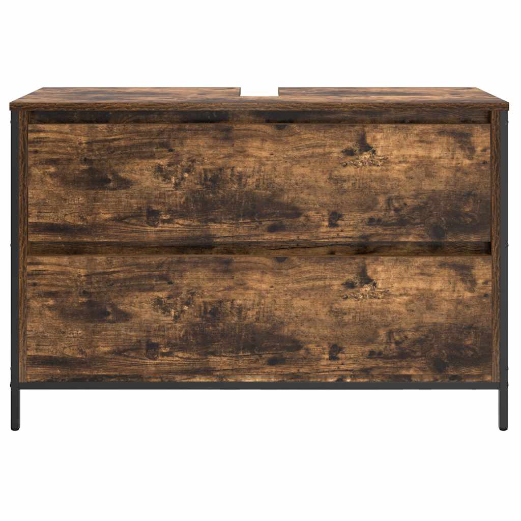 Baderomsservantskap med skuffer røkt eik 90x34,5x60 cm