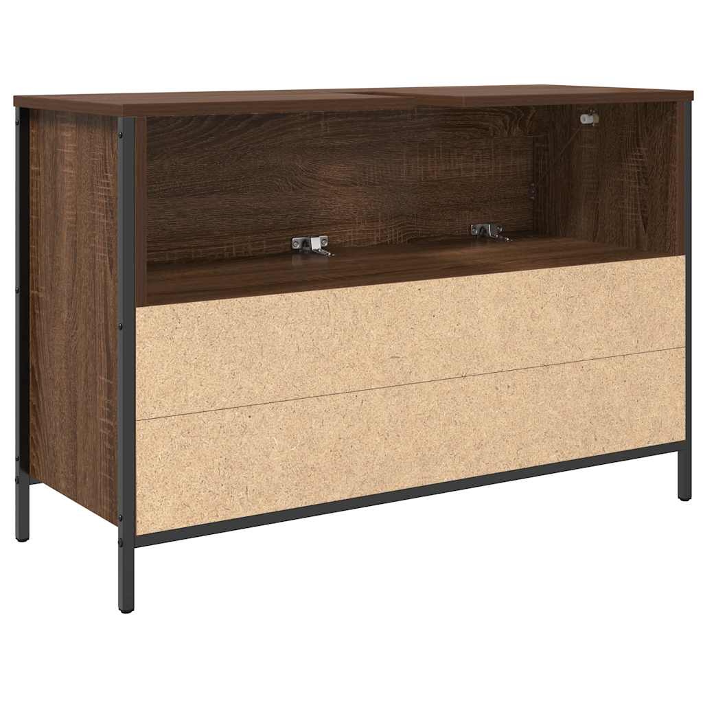 Baderomsservantskap med skuffer brun eik 90x34,5x60 cm