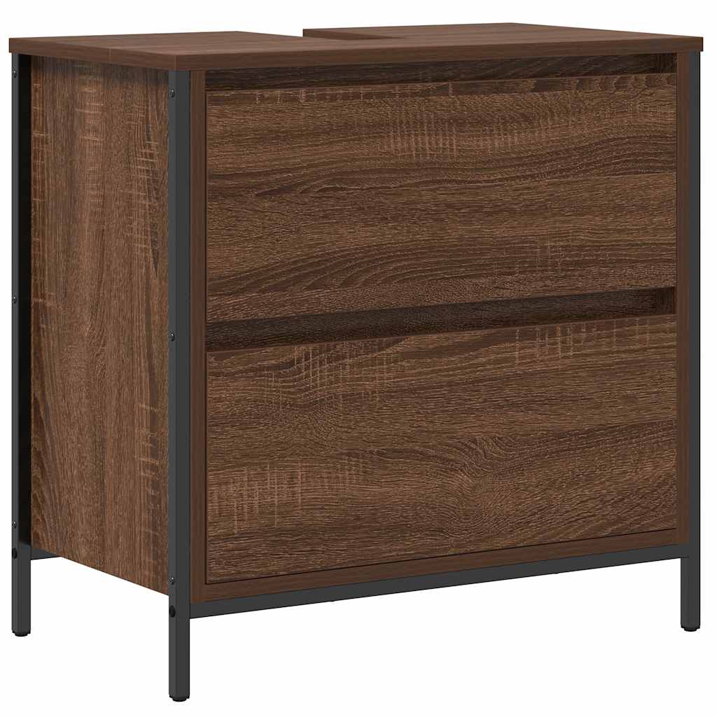 Baderomsservantskap med skuffer brun eik 60x34,5x60 cm