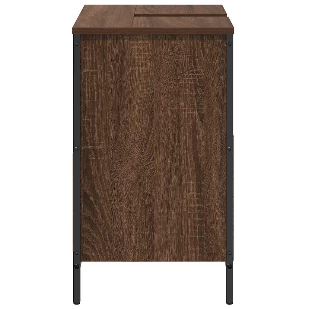 Baderomsservantskap med skuffer brun eik 60x34,5x60 cm