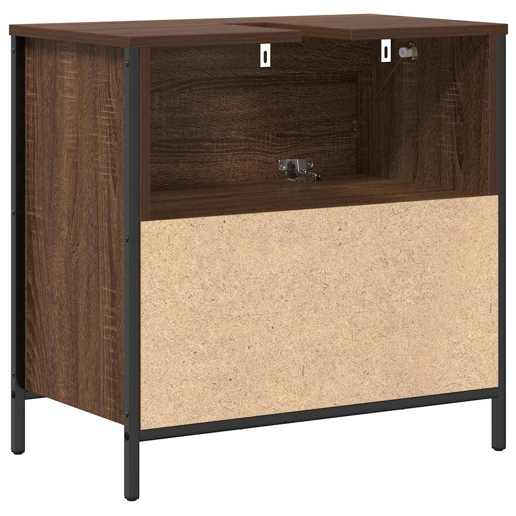 Baderomsservantskap med skuffer brun eik 60x34,5x60 cm