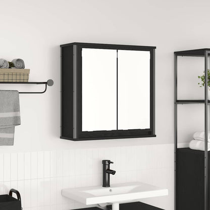 Baderomsskap veggskap med speil Svart Eik 60x21x60 cm