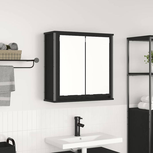 Baderoms veggskap med speil svart eik 60x21x60 cm