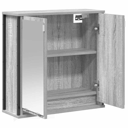 Baderomsskap veggskap med speil Grå Eik 60x21x60 cm