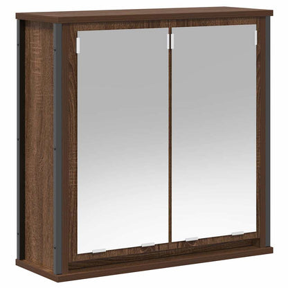 Baderomsskap veggskap med speil Brun Eik 60x21x60 cm