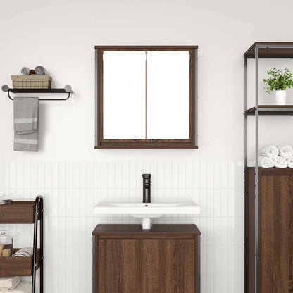Baderomsskap veggskap med speil Brun Eik 60x21x60 cm
