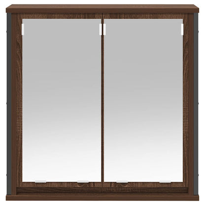 Baderomsskap veggskap med speil Brun Eik 60x21x60 cm