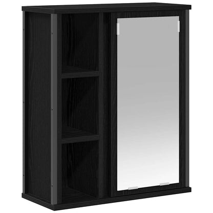 Baderomsskap veggskap med speil Svart Eik 50x21x60 cm