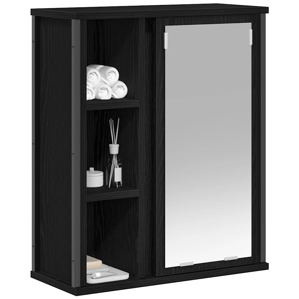 Baderoms veggskap med speil svart eik 50x21x60 cm