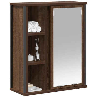 Baderomsskap veggskap med speil Brun Eik 50x21x60 cm