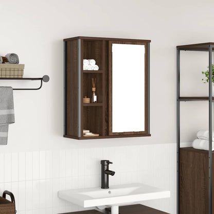 Baderomsskap veggskap med speil Brun Eik 50x21x60 cm