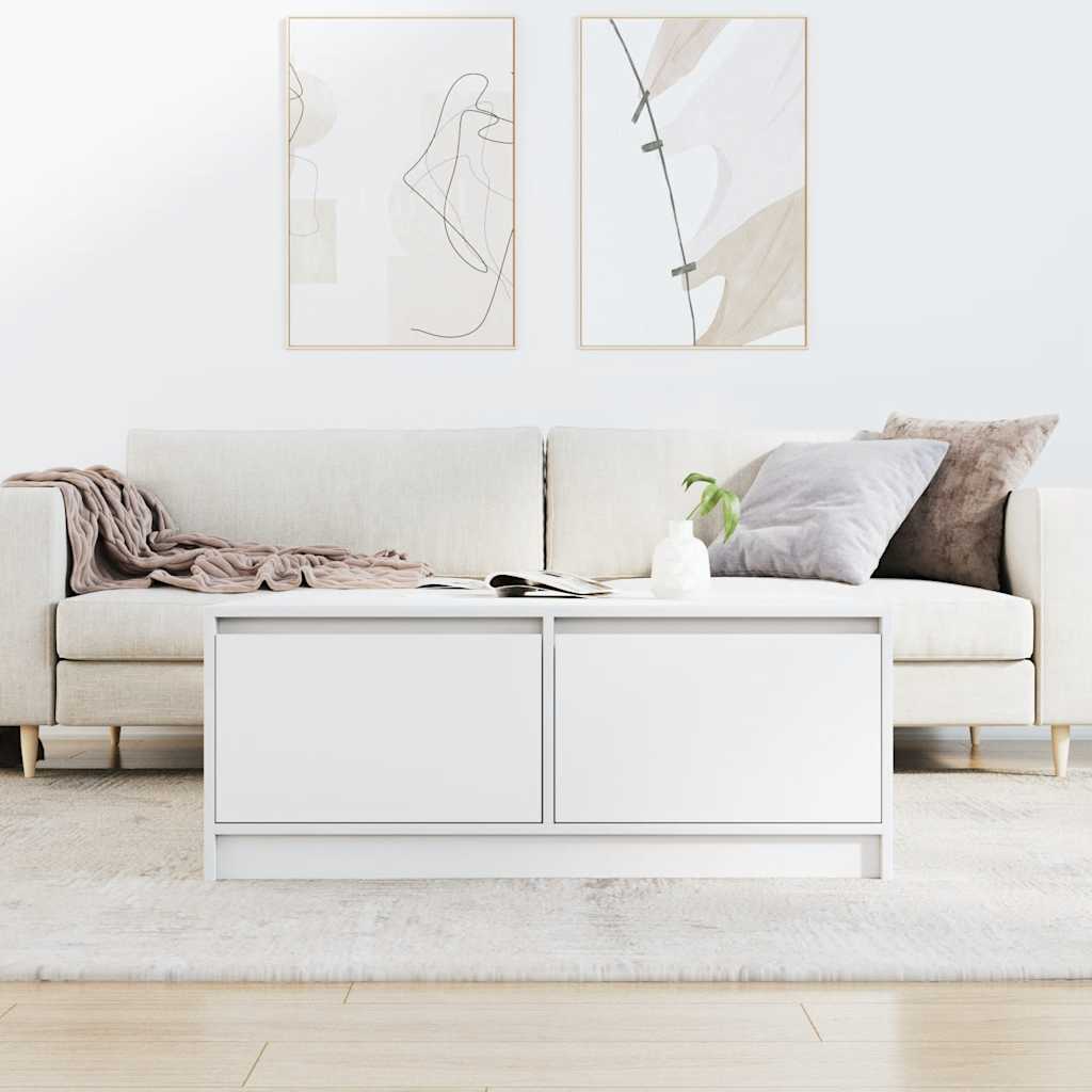 Salongbord Sofabord Hvit med skuffer 100x100x40 cm