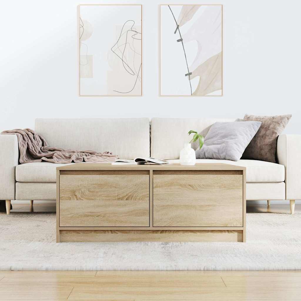 Salongbord Sofabord Sonoma Eik med skuffer 100x100x40 cm