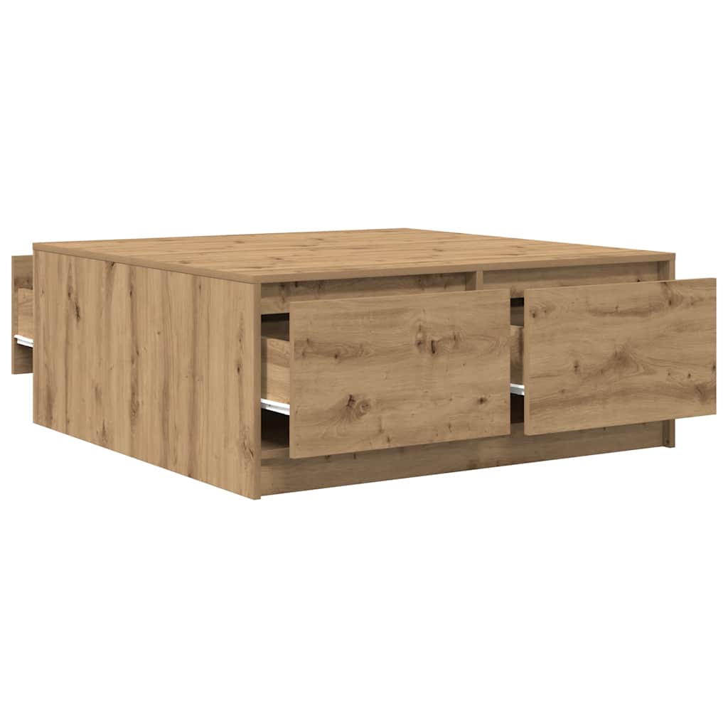 Salongbord Sofabord Artisan Eik med skuffer 100x100x40 cm