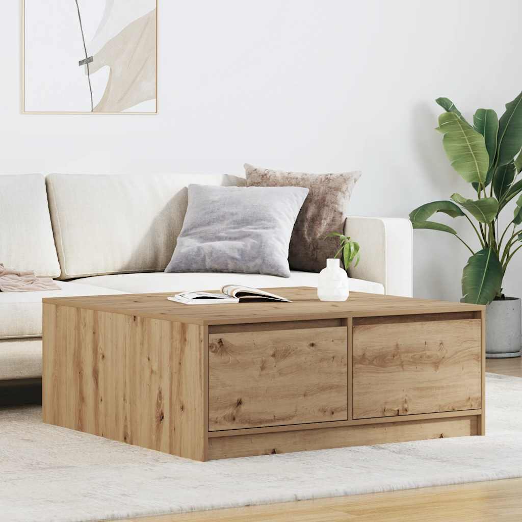 Salongbord Sofabord Artisan Eik med skuffer 100x100x40 cm