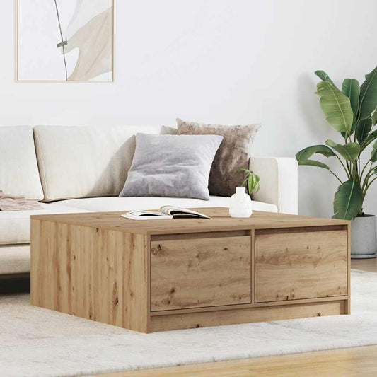 Salongbord Sofabord Artisan Eik med skuffer 100x100x40 cm