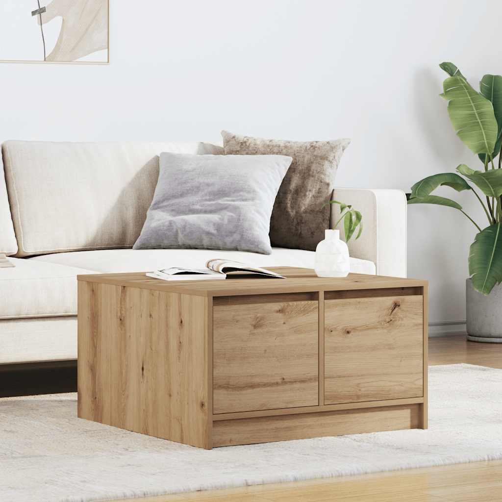Salongbord Sofabord Artisan Eik med skuffer 70,5x70x40 cm