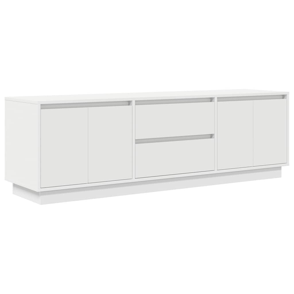 TV-Møbel Hvit TV-benk med LED-lys 160,5x41x50 cm