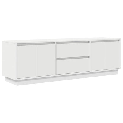 TV-Møbel Hvit TV-benk med LED-lys 160,5x41x50 cm