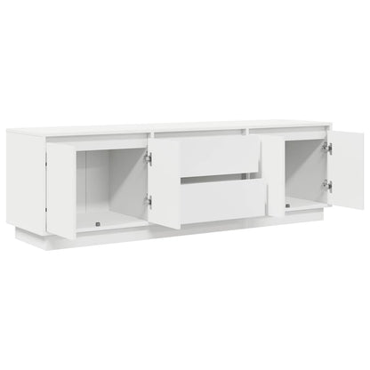 TV-Møbel Hvit TV-benk med LED-lys 160,5x41x50 cm