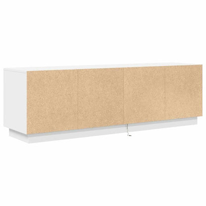 TV-Møbel Hvit TV-benk med LED-lys 160,5x41x50 cm