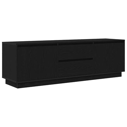 TV-Møbel Svart Eik TV-benk med LED-lys 160,5x41x50 cm