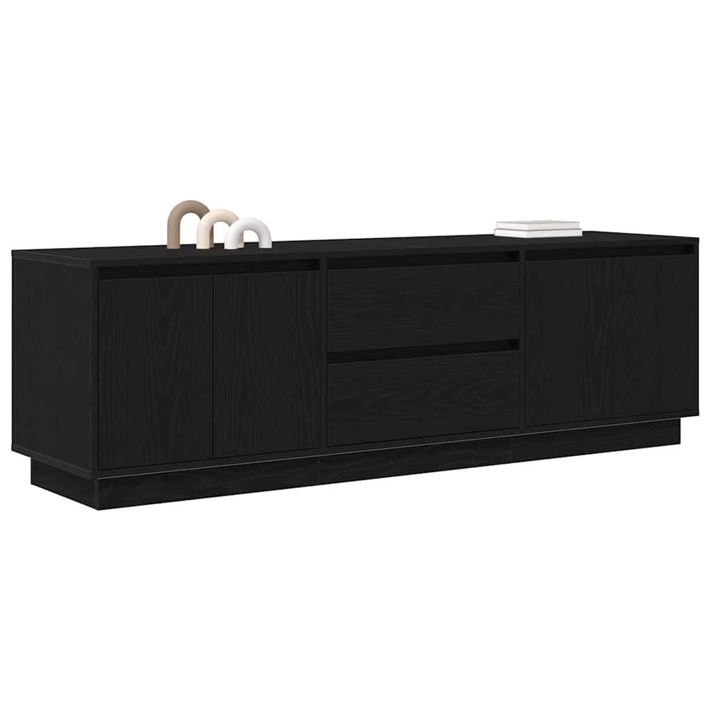 TV-Møbel Svart Eik TV-benk med LED-lys 160,5x41x50 cm