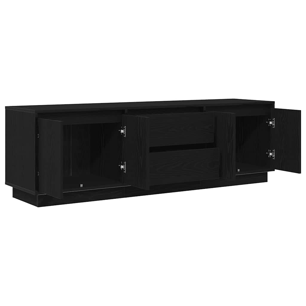 TV-Møbel Svart Eik TV-benk med LED-lys 160,5x41x50 cm