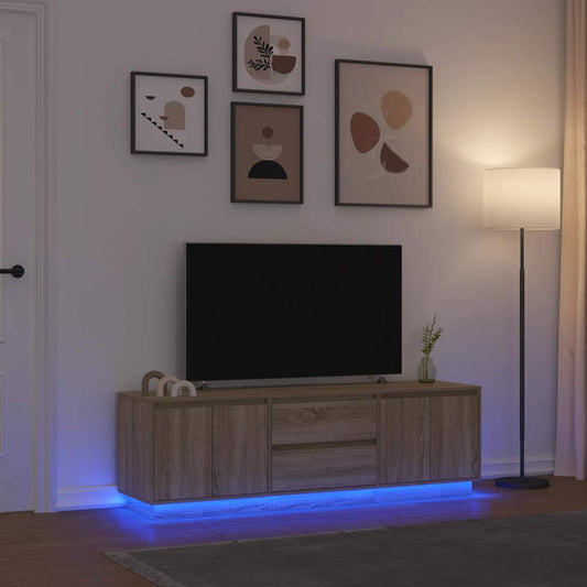 TV-Møbel Sonoma Eik TV-benk med LED-lys 160,5x41x50 cm