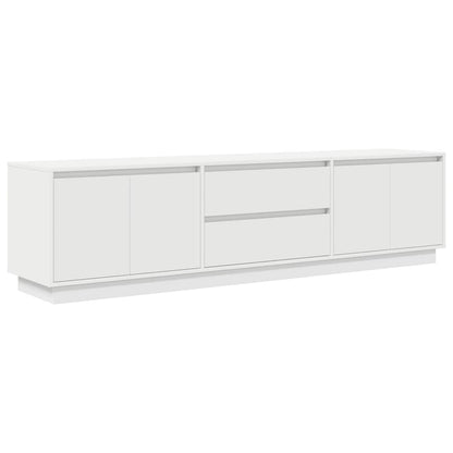 TV-Møbel Hvit TV-benk med LED-lys 160,5x41x50 cm